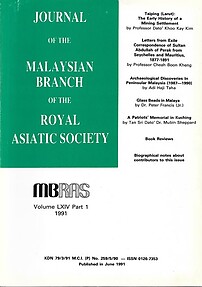 Malaysian Branch of the Royal Asiatic Society Journal - Volume LXIV Part 1 1991