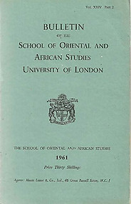 Bulletin of The School of Oriental and African Studies XXIV Part 2 (1961)