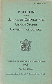 Bulletin of The School of Oriental and African Studies XXVIII Part 1 (1965)