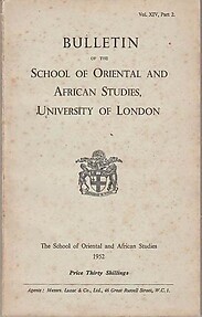 Bulletin of The School of Oriental and African Studies XIV Part 2 (1952)