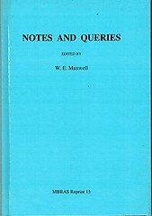 Notes and Queries - WE Maxwell (ed)