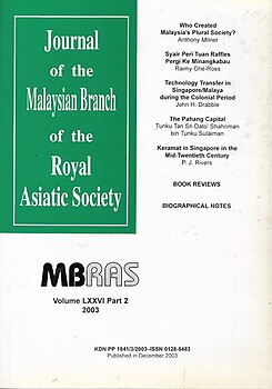 Malaysian Branch of the Royal Asiatic Society Journal - Volume LXXVI Part 2 2003