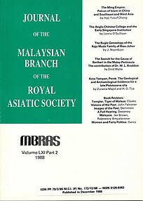 Malaysian Branch of the Royal Asiatic Society Journal - Volume LXI Part 2 1988